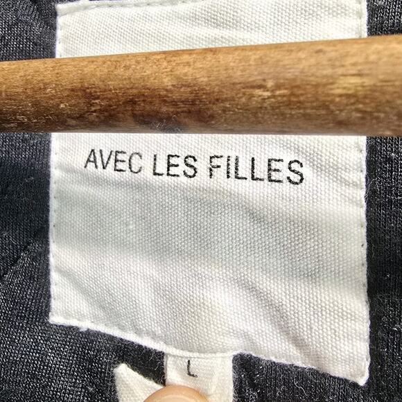 Anthropologie Coat Womens Large Black Crop Quilted Moto Avec Les Filles - Picture 3 of 11